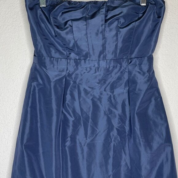 J. Crew Silk Strapless Dress Navy - Picture 2 of 8